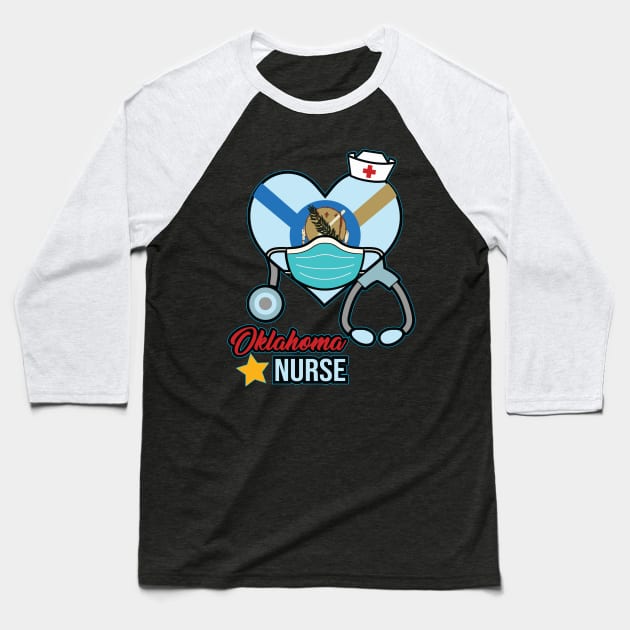 Oklahoma Nurse - Love RN LPN CNA State Nursing Gift Baseball T-Shirt by ScottsRed